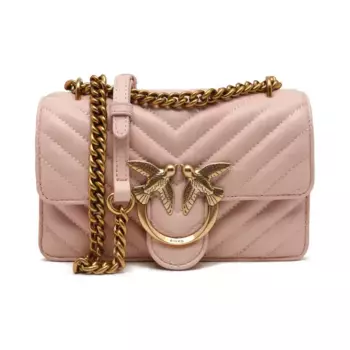 Кожаная мини-сумка через плечо Love One Pinko, розовый