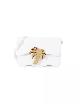 Кожаная мини-сумка через плечо Palm Beach Palm Angels, цвет White Gold