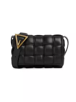 Кожаная мини-сумка через плечо с мягкой подкладкой и кассетой Bottega Veneta, черный