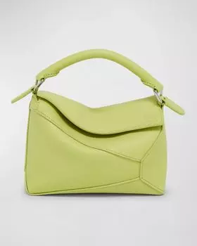 Кожаная мини-сумка с верхней ручкой сверху из коллаборации с Paula’s Ibiza Puzzle Edge Loewe, цвет Anise