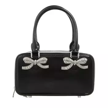 Кожаная мини сумка тоут Self Portrait, черный