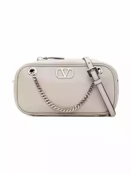 Кожаная мини-сумка V-logo Valentino Garavani, серый