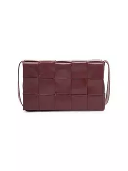 Кожаная мини-сумка в виде кассеты Bottega Veneta, серебряный