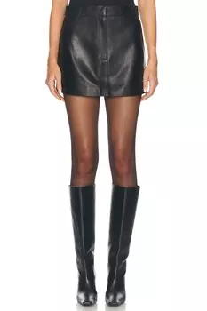 Кожаная мини-юбка AEXAE, черный