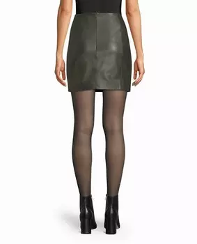Кожаная мини-юбка армейского зеленого цвета Nicole Miller