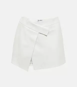 Кожаная мини-юбка Cloe с запахом THE ATTICO, белый
