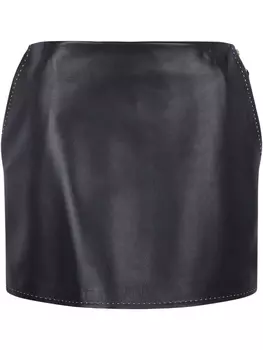 Кожаная мини-юбка Elisabetta Franchi, черный