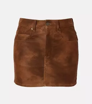 Кожаная мини-юбка Kimmy Marant Etoile, Tabacco