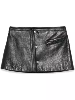 Кожаная мини-юбка Prada, черный