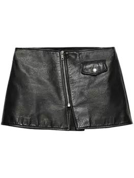 Кожаная мини-юбка Prada, черный