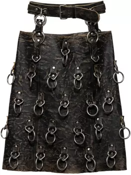 Кожаная мини-юбка Prada с кольцевой отделкой, черный