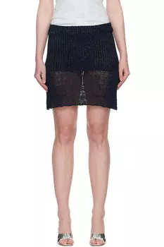 Кожаная мини-юбка с бахромой Paloma Wool, синий