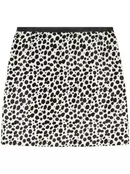 Кожаная мини-юбка с принтом Versace, белый