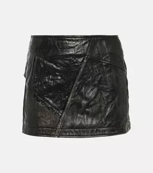 Кожаная мини-юбка со вставками Acne Studios, черный