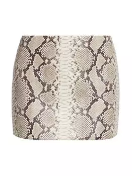 Кожаная мини-юбка со змеиным принтом Michael Kors Collection
