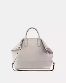 Кожаная многопозиционная сумка среднего размера на молнии Dudu, светло-серый