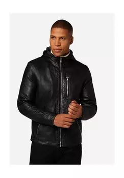 Кожаная мужская куртка Glen, спортивная куртка с капюшоном RICANO, черный