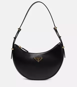 Кожаная наплечная сумка Arqu Prada, черный
