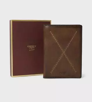 Кожаная обложка для паспорта с RFID-меткой X Stitch OSPREY LONDON, коричневый