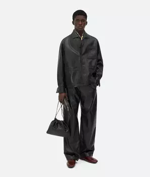 Кожаная пижамная рубашка Bottega Veneta, черный