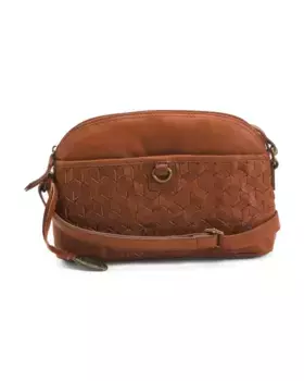 Кожаная плетеная сумка через плечо East West Born, цвет Saddle