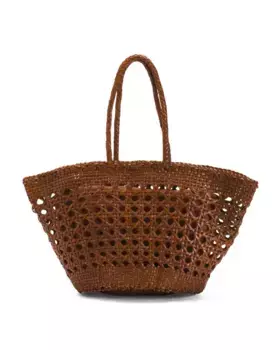 Кожаная плетеная сумка-тоут-тюльпан Made In Italy La Via, цвет Cuoio