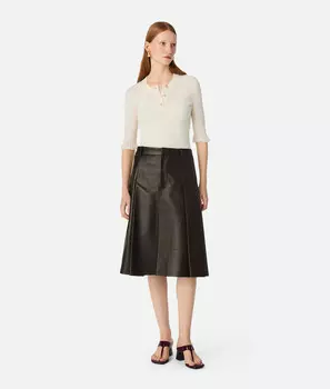 Кожаная плиссированная юбка Bottega Veneta
