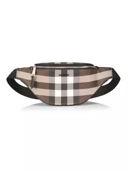 Кожаная поясная сумка Cason в клетку Burberry, цвет Dark Birch