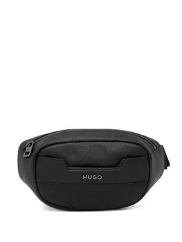 Кожаная поясная сумка HUGO, черный