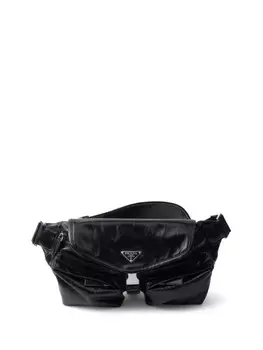 Кожаная поясная сумка Prada, черный