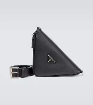 Кожаная поясная сумка Prada, черный
