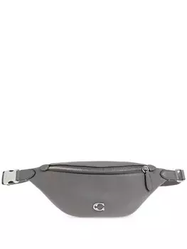 Кожаная поясная сумка с логотипом Coach, серый