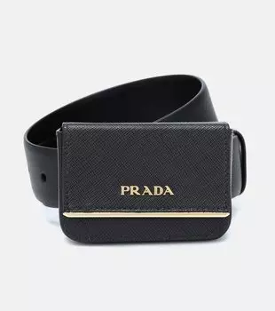 Кожаная поясная сумка с логотипом Prada