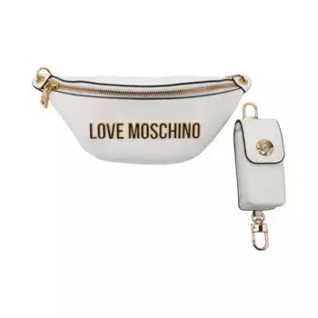 Кожаная поясная сумка/сумка на плечо Love Moschino, белый
