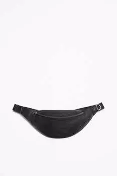 Кожаная поясная сумка ZARA, черный