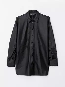 Кожаная прямая Женская куртка-рубашка с длинным рукавом LCWAIKIKI Classic