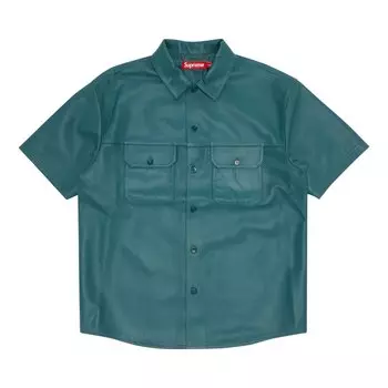 Кожаная рабочая рубашка Supreme с короткими рукавами, Dusty Teal