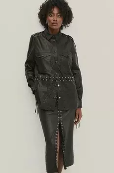 Кожаная рубашка Answear Lab, черный