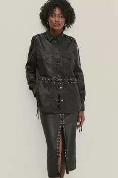 Кожаная рубашка Answear Lab, черный