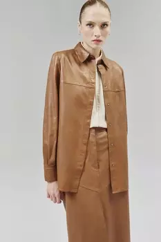 Кожаная рубашка Answear Lab, коричневый