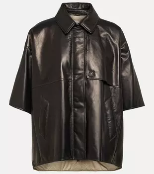 Кожаная рубашка Brunello Cucinelli, черный