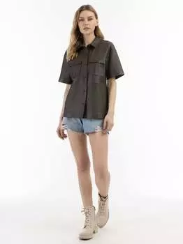 Кожаная рубашка Dreimaster, коричневый