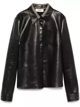 Кожаная рубашка FENDI, черный