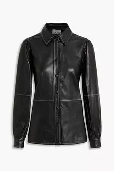 Кожаная рубашка GANNI, черный