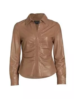 Кожаная рубашка Huda с рюшами LAMARQUE
