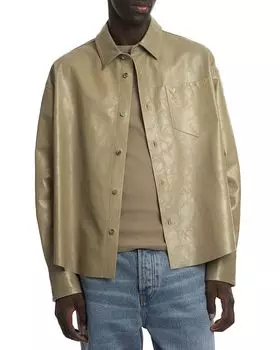 Кожаная рубашка-пиджак Boxy Fit AMI, коричневый/бежевый