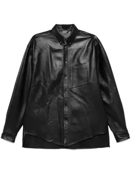 Кожаная рубашка с пирсингом Mugler, черный