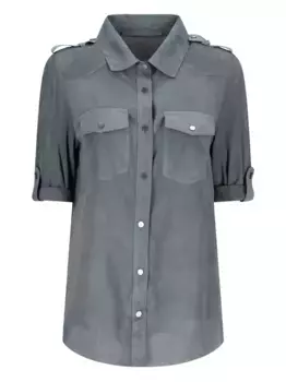 Кожаная рубашка Salvatore Santoro, серый