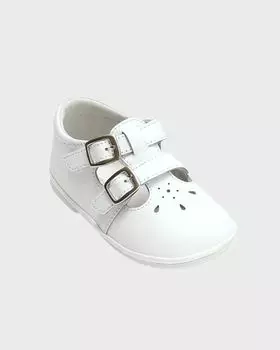 Кожаная шляпа для девочек с двойной пряжкой Mary Jane, для малышей/малышей L'Amour Shoes, цвет White