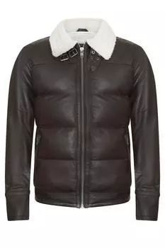 Кожаная стеганая байкерская куртка-пуховик - Бразилия Infinity Leather, коричневый